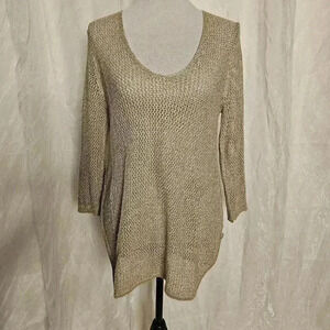 Gold See-Through Long Blouse